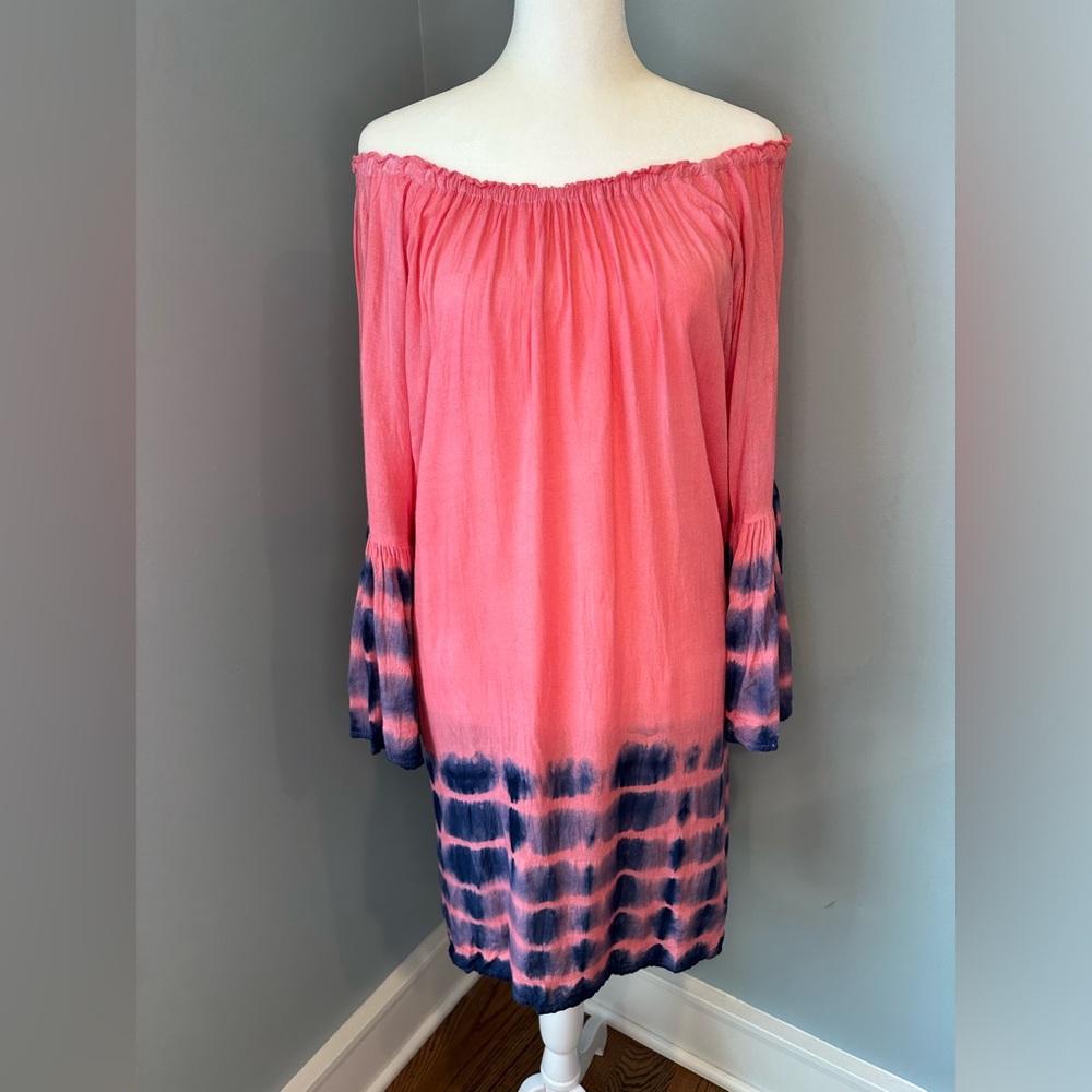 SEVEN ISLANDS pink and blue tie dye dress